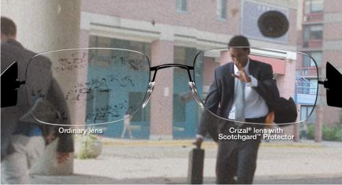 Crizal no-glare lenses keep dust, dirt and smudges off